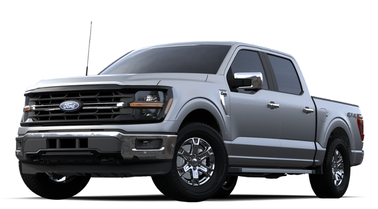 2024 Ford F-150 XLT in Iconic Silver Metallic — front three-quarter view