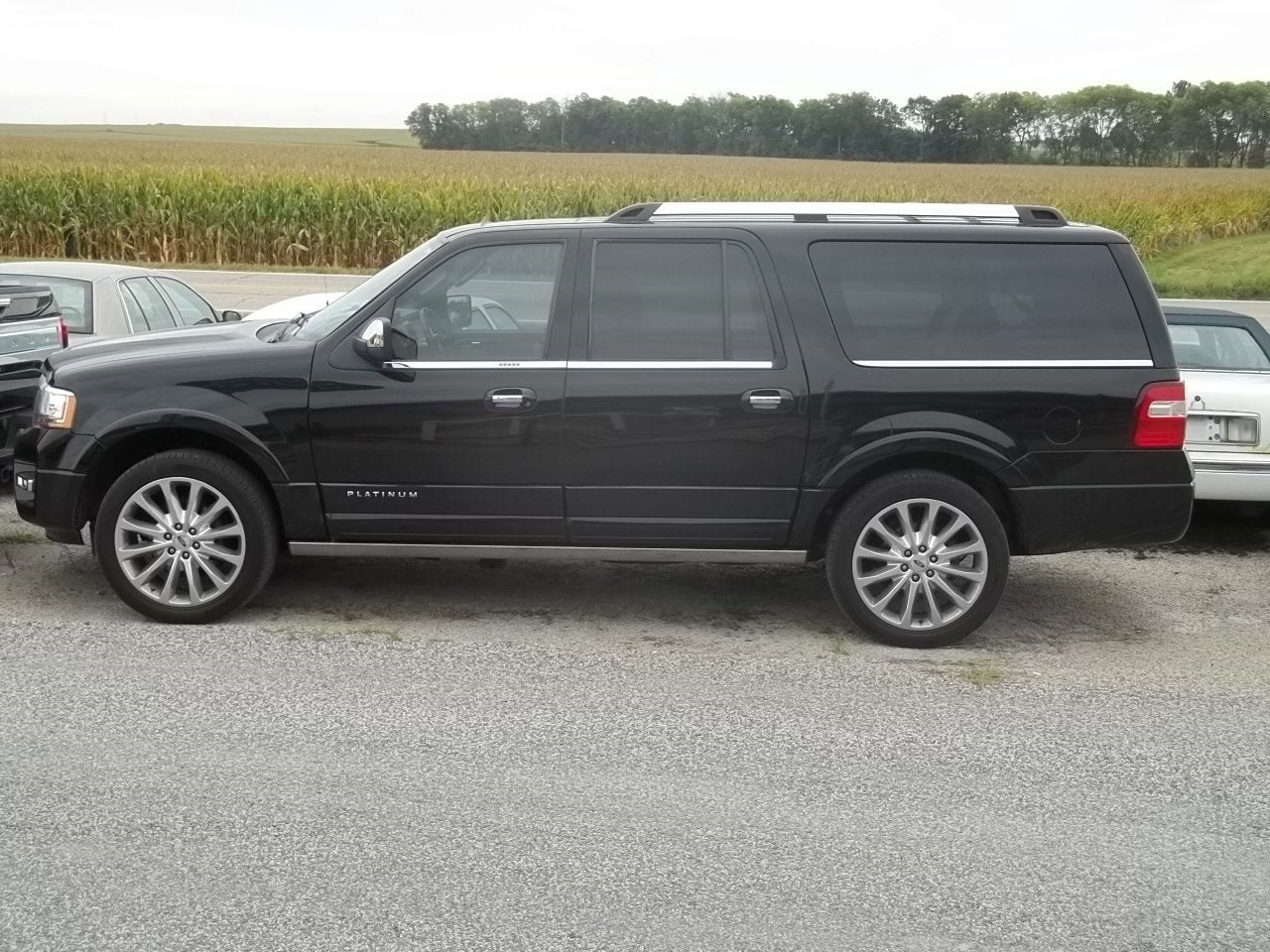 2017 Ford Expedition EL Platinum in Shadow Black — front three-quarter view