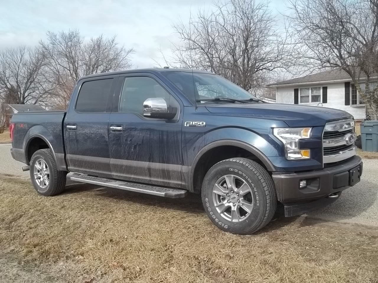 2017 Ford F-150 Lariat in Blue Jeans Metallic — front three-quarter view